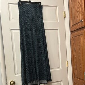 LuLaRoe Black and Blue Patterned Maxi Skirt